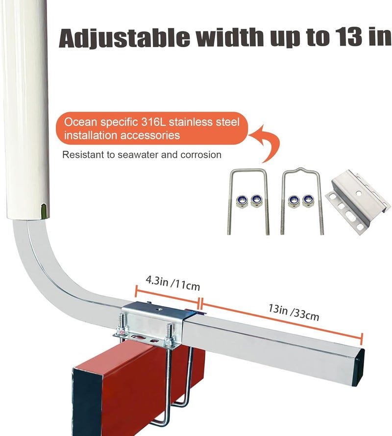 FUYEAR 40" Boat Trailer Guides,Boat Guides for Trailers,Ocean Specific 316L Stainless Steel Trailer Guide Poles,High Visibility UPVC Boat Trailer Guides Poles Kits,for Trailers,Boats,Kayaks and More - Image 3